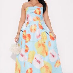 Floral Strapless Maxi Dress